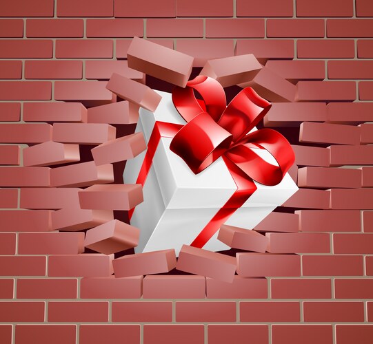 Breaking through a brick wall with hole Royalty Free Vector
