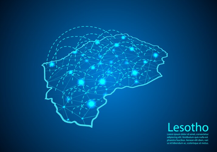 lesotho map with nodes linked by lines concept vector