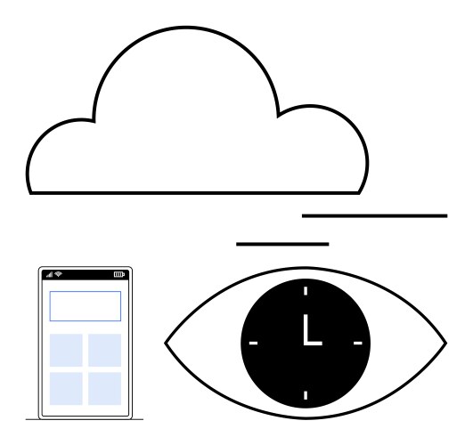 Cloud computing mobile app interface and time vector image