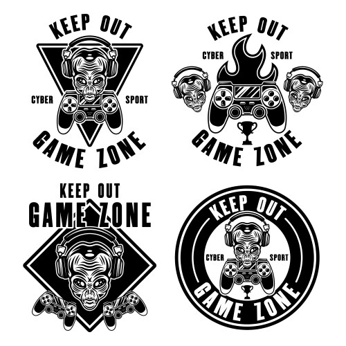 keep out game zone set of emblems signs vector