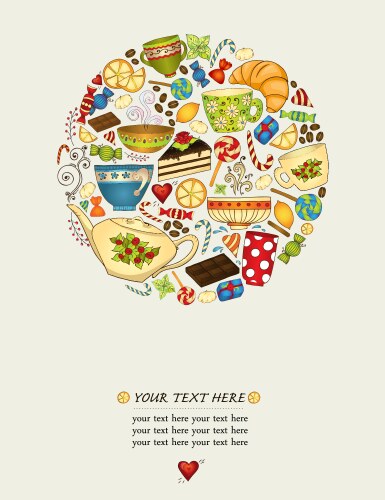 Tea coffee sweets template pattern invitation Vector Image