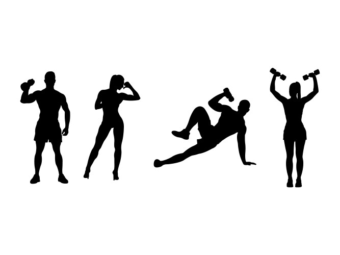 Group of body builder silhouette design Vector Image