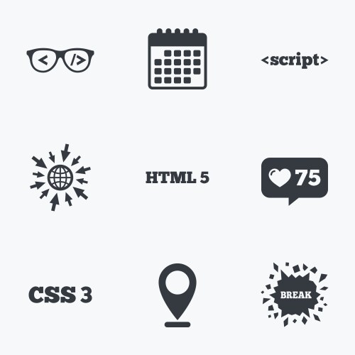 Programmer coder glasses html markup language vektorbild