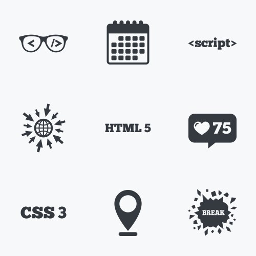 programmer coder glasses html markup language vector image vector image