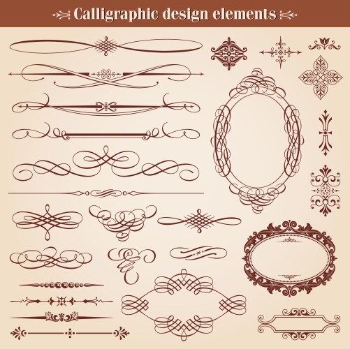 Set calligraphic design elements Royalty Free Vector Image