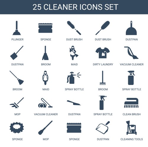 7 cleaner icons Royalty Free Vector Image - VectorStock