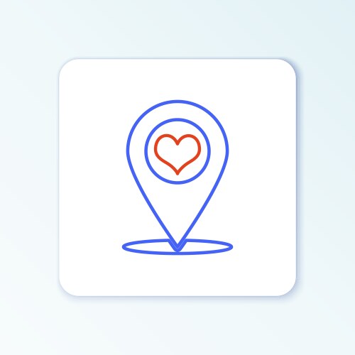 Line map pointer with heart icon isolated on white vektorbild