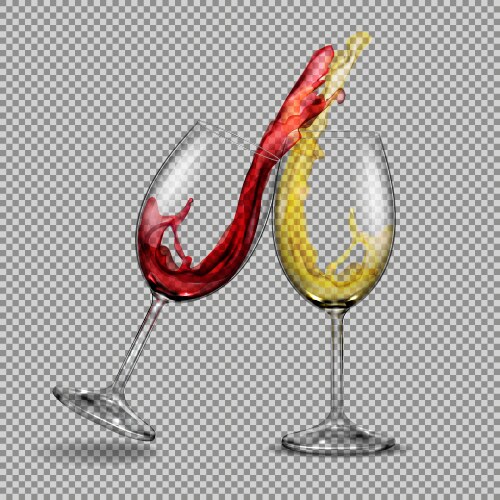 Set transparent glasses with white and red wine Vector Image