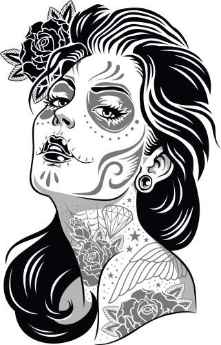 Day of the Dead Sugar Skull Girl Vector Image