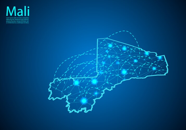 Mali map with nodes linked by lines concept vector image