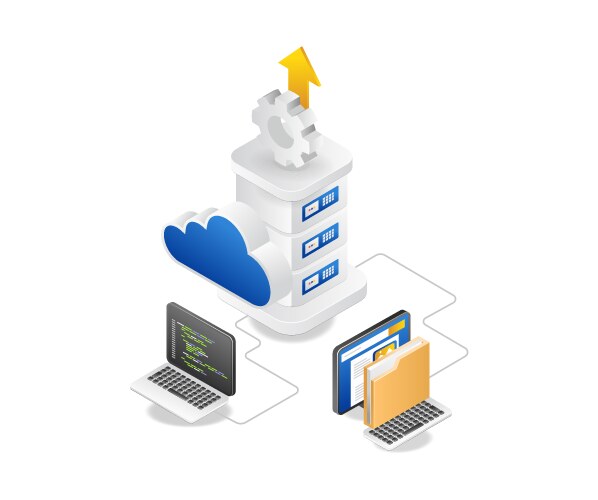 process cloud server program language data network vector image