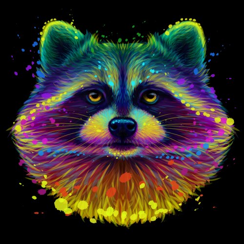 Raccoon abstract neon multi-colored portrait Vector Image