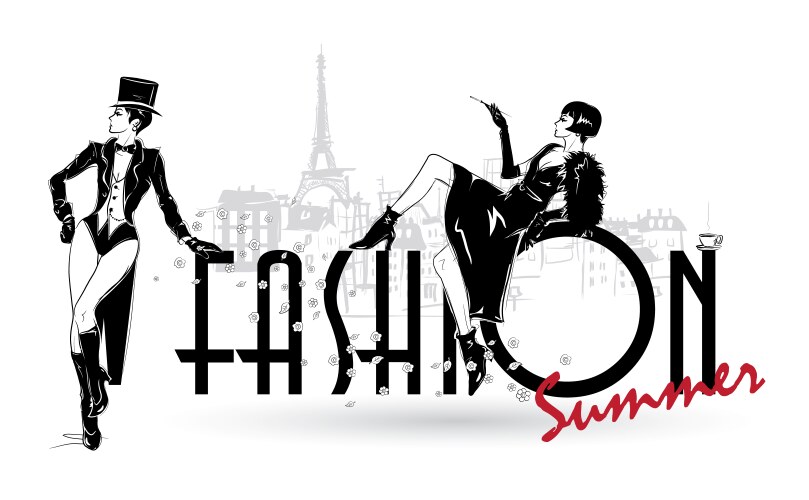 Fashion girl in sketch style on a white background Vector Image