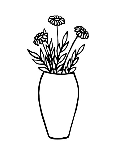 Floral Sketch in Vase Vector Image