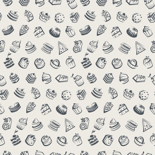 Hand drawn pastry seamless pattern with cakes Vector Image