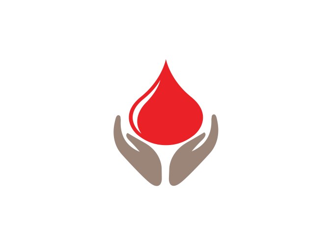 donation symbol hands hold drop blood logo vector