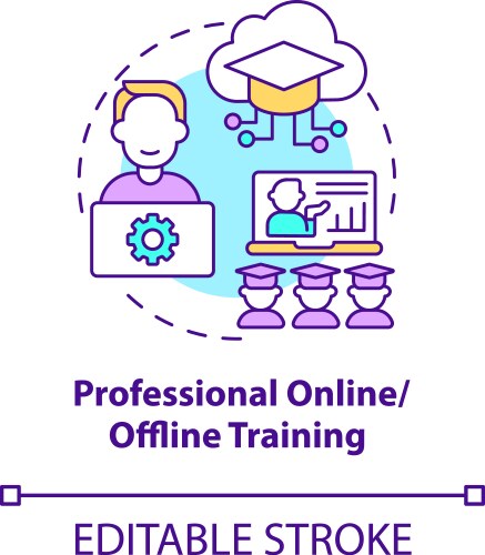 Professional online offline training concept icon vector image