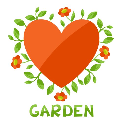 background with heart and flowers love garden vector image