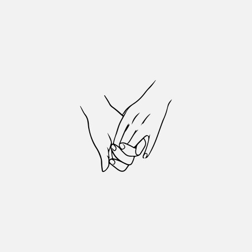 holding hands drawn by contour lines isolated vector