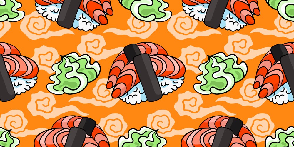 Sushi nigiri and wasabi seamless pattern Vector Image