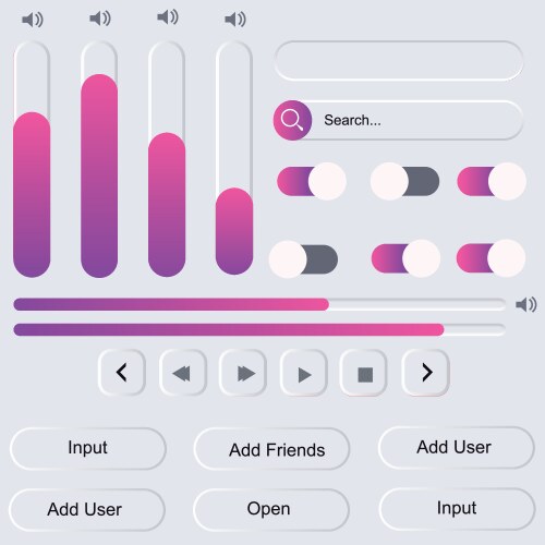 White web ui design elements set a minimalist vector image