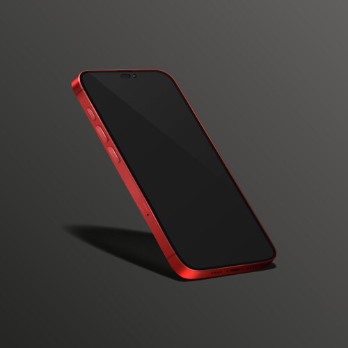 3d realistic red modern smartphone design vector image