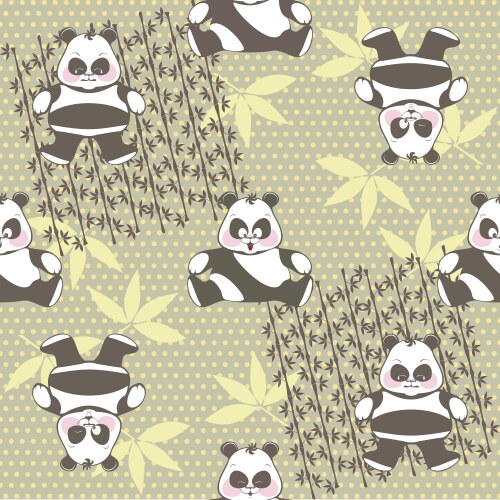 seamless background of different pandas vector