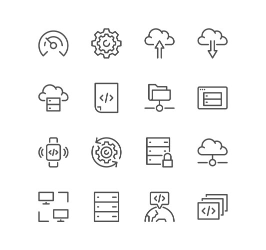 set of hosting and web graphics related icons vector