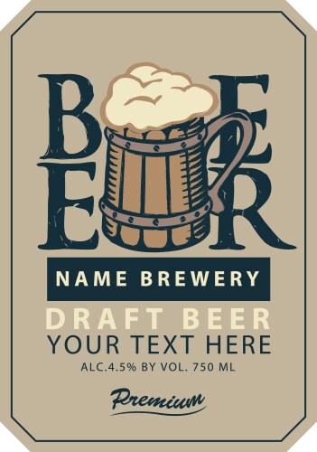 Vintage style font with simple beer label design Vector Image