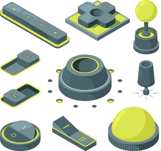 Ui 3d buttons isometric pictures of various vector image