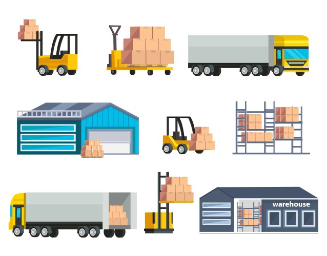 Warehouse building flat Royalty Free Vector Image