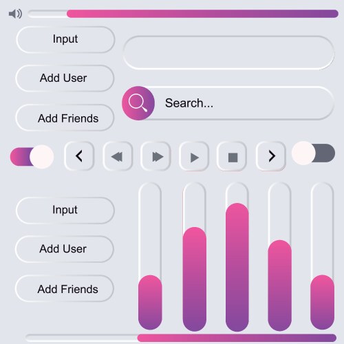 White web ui design elements set a minimalist vector image