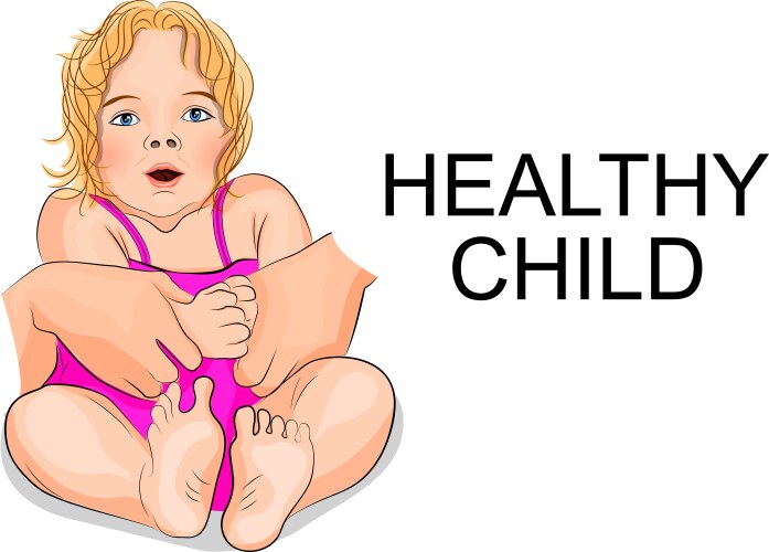 a healthy baby - girl in pink dress vector