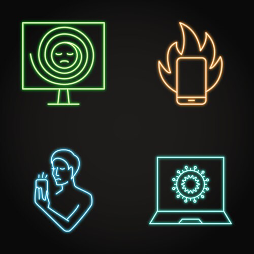 bad news neon icon set vector