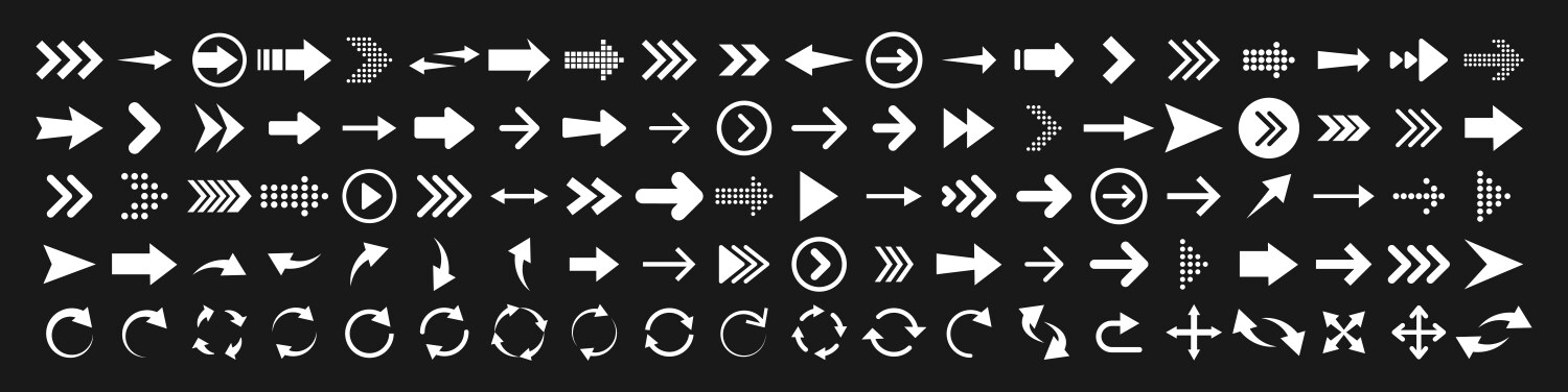 arrows big black set 100 icons arrow icon vector image