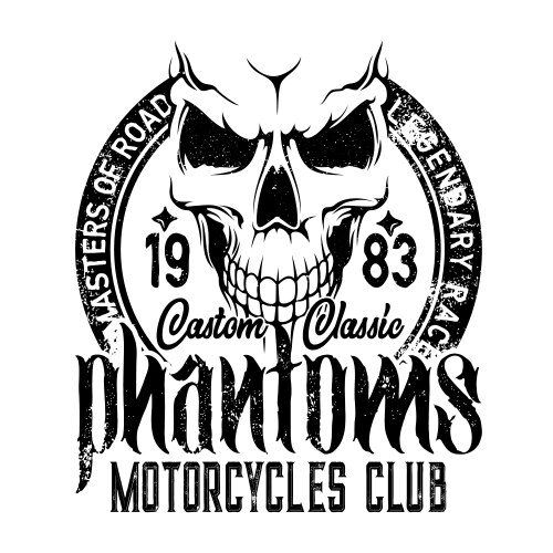 Biker Skull Motorcycle Emblem Vector Image