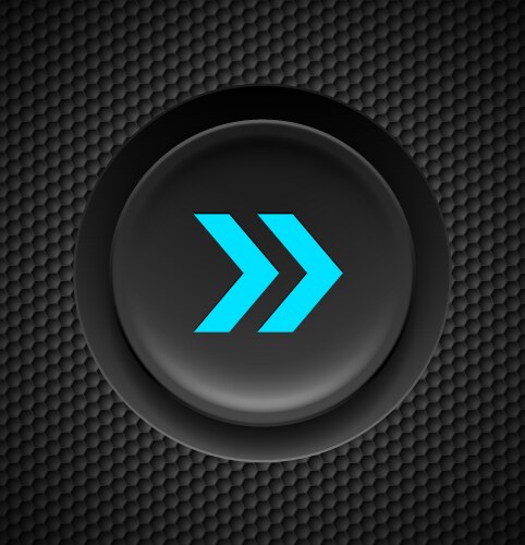 Black button with fast forward sign in blue vector image