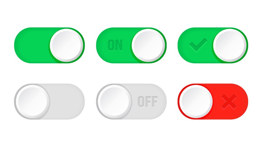 on and off toggle switch buttons open close vector image