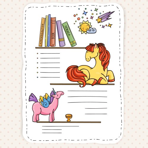 doodle page for kids and children pony books vector