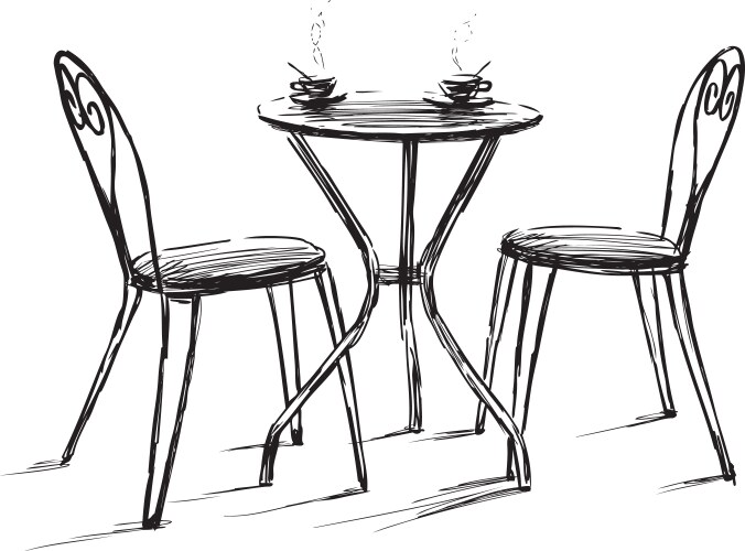 Cafe Table with Coffee Cups