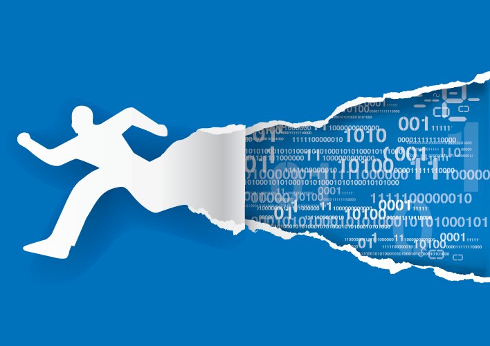 Fast internet connection man and binary codes vector image