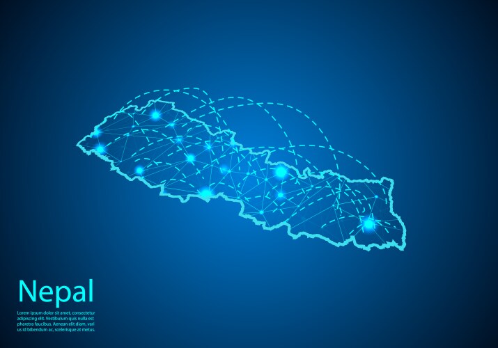 nepal map with nodes linked by lines concept vector