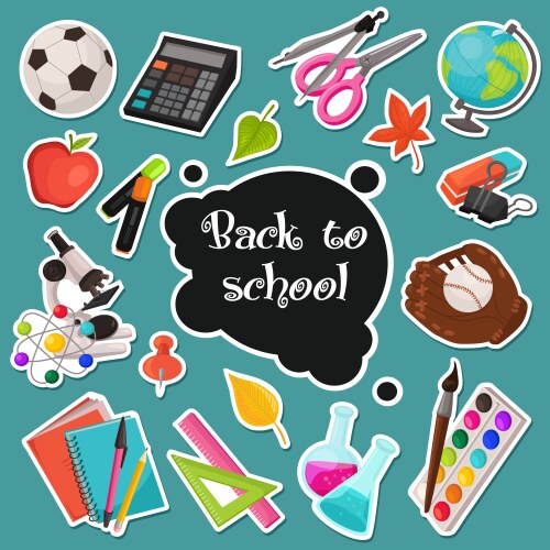 school stickers collection vector image