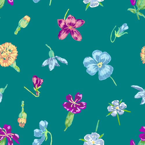 Seamless pattern of various colorful blooming Vector Image