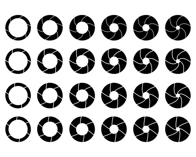 Aperture icon set with value numbers camera Vector Image