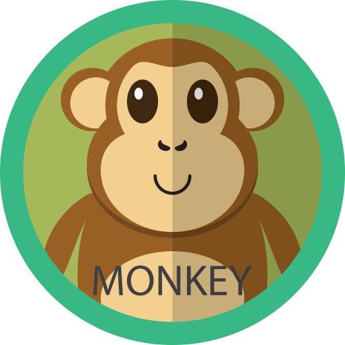 cute brown monkey cartoon flat icon avatar round vector image