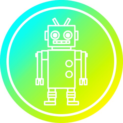 dancing robot circular in cold gradient spectrum vector image