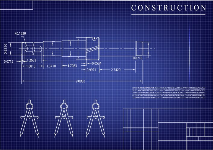 Machine-building drawings on a blue background Vector Image