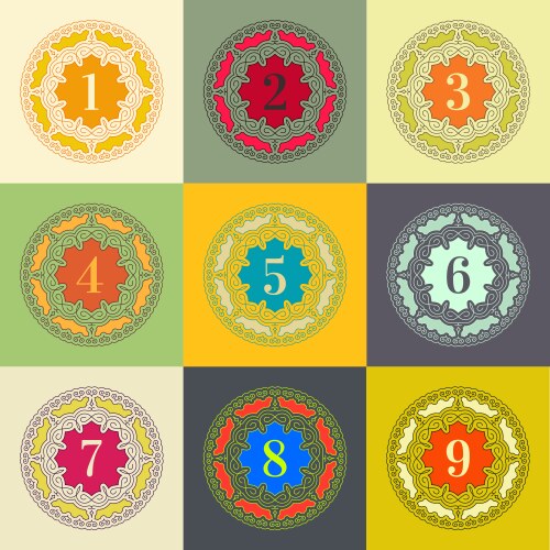 numbers set colorful frames in linear style vector image