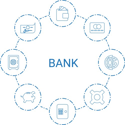 8 bank icons vector image